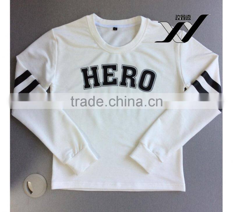 women fashion white pullover crew neck sweatshirts 2016 new design
