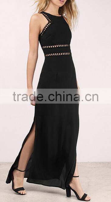 Runwaylover EY2190D Ladies 2017 Fashion Sleeveless Hollow Out Maxi Dress