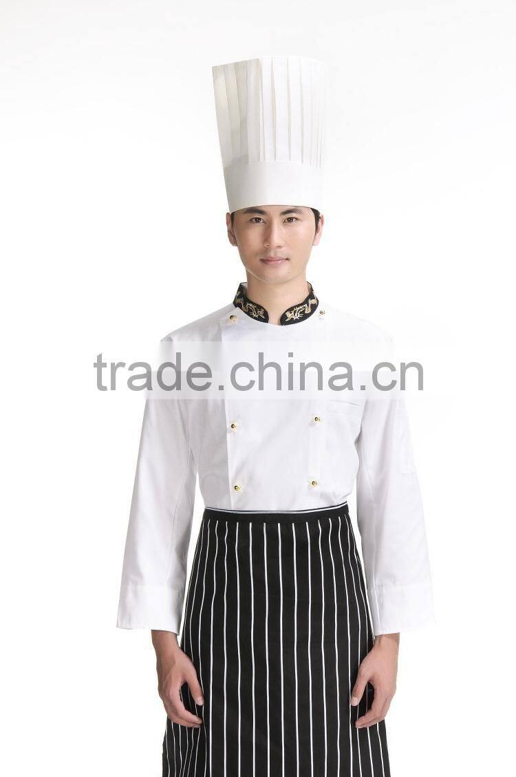 Juqian Cheap long sleeve white chef coat chef uniform sets with high hat