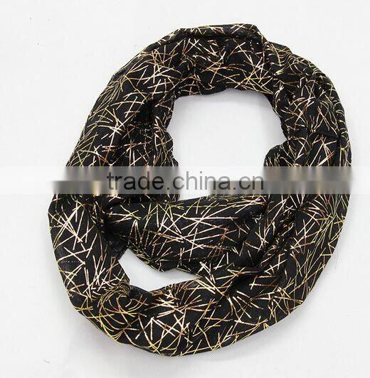 Natural solid color voile gold stamp wrinkle Infinity scarf