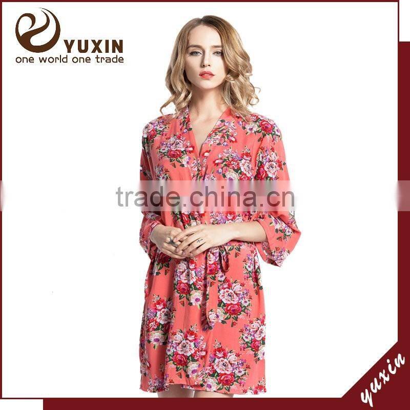 women sleepwear robe Floral Pattern Wedding Bride cotton Robe