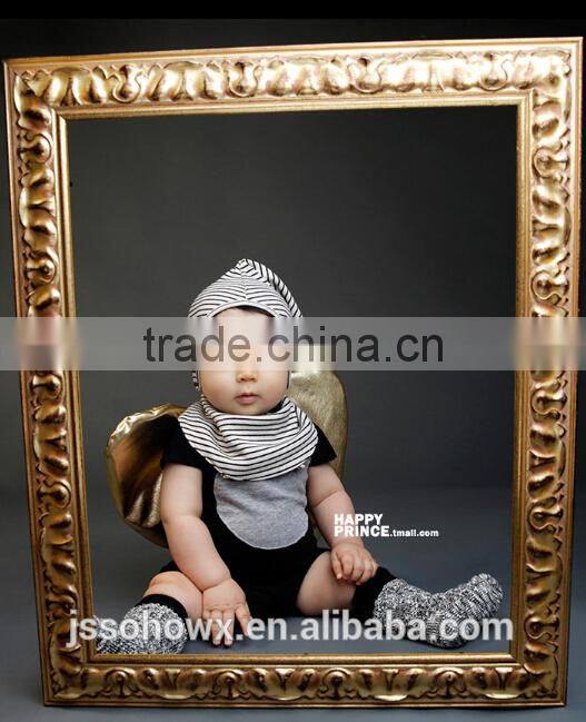 2pcs hat & bib scarf set, 100% cotton soft touch baby hat scarf set