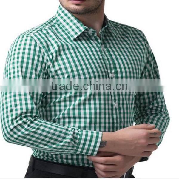 2016 new wholesale cutaway collar gingham long sleeve custom men's formal dress shirt