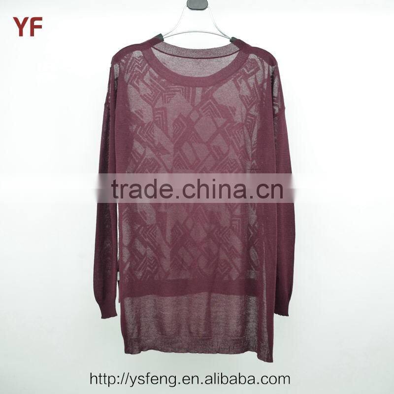 2015 New Fashion Design Short Front Long Back Women Knitted Fancy Sweater