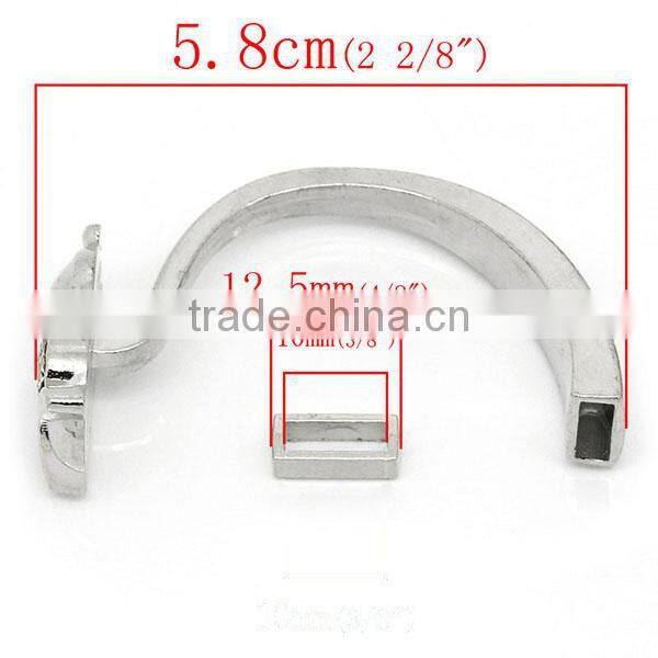 Half Bracelet Bangle Bar With Slider Halloween Owl Silver Tone Red & Clear Rhinestone 5.8cm x 1.7cm, 2Sets