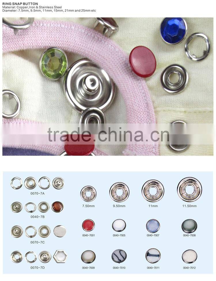 Best selling pearl resin and brass combination prong type snap buttons
