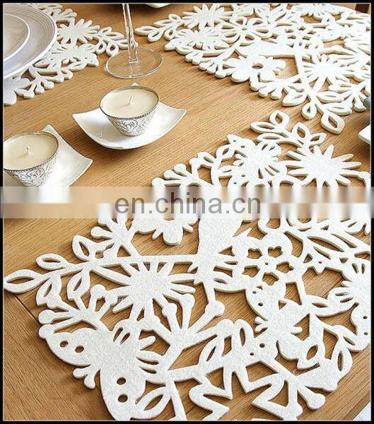 White color laser cut felt placemats