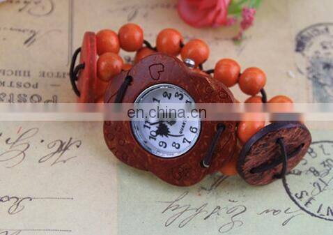 Small wrist women Big dial fashion mexican beach watch Coconut Shell Printed Flowers Bracelet Ethnic wristwatch