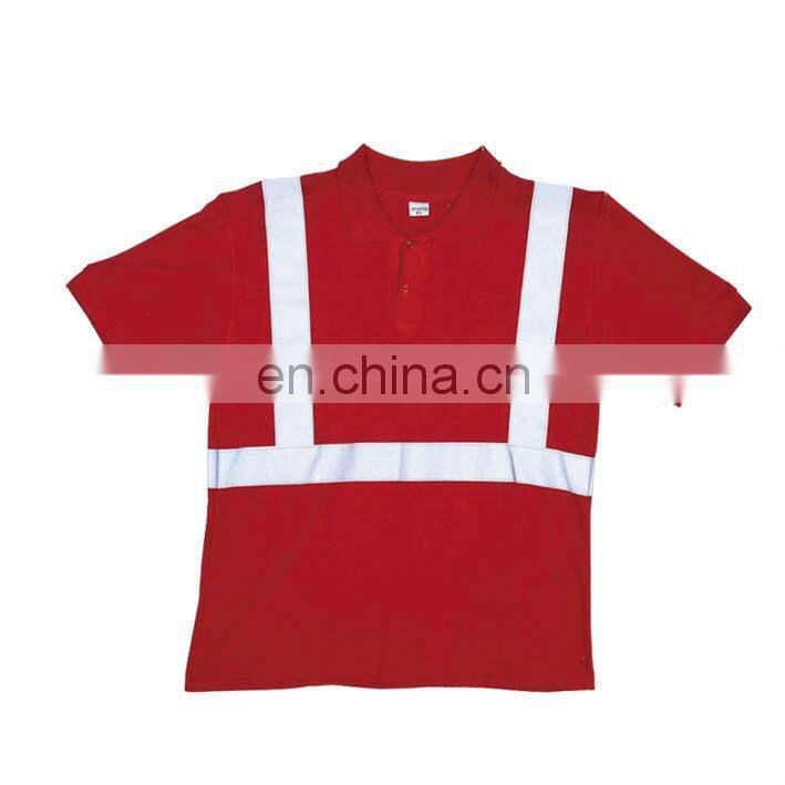 Red 160GSM Net Fabric Reflective Safety T shirt for Worker KF-039-T