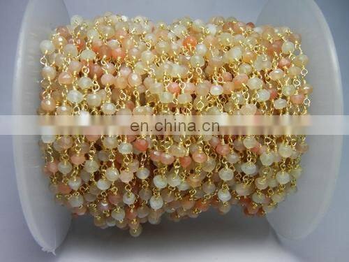 Pearl Gemstone Wire Wrapped Beaded Chain