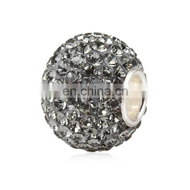 Hot European and American female models 925 sterling silver European beads transparent gray solid ball Czech diamond