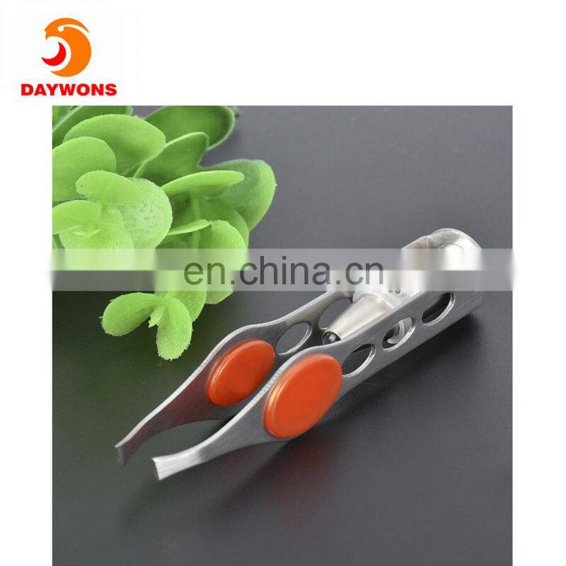 Amazon Hot Selling Make Up LED Light Eyelash Eyebrow Tweezers Precision Hair Removal Lighted Tweezer