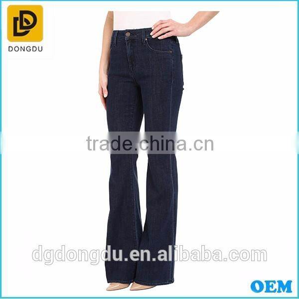 OEM service classical 100% cotton denim jeans trousers lady bell-bottoms pants