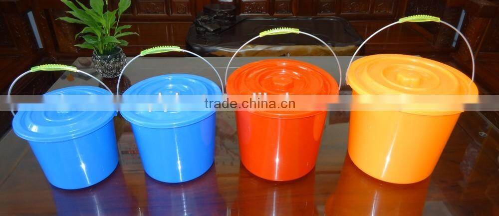 5L plastic bucket with lid, steel handle, plastic barrel and pail