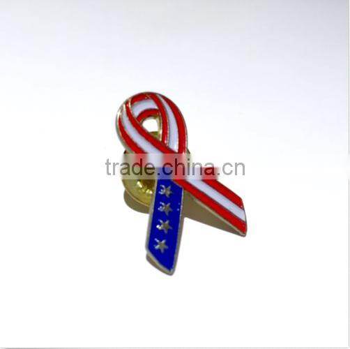Vintage Patriotic Stars & Stripes American Flag Ribbon PIn Brooch Tie Lapel Pin