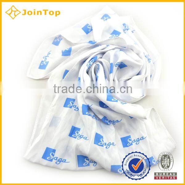 print long square white voile cycle scarf blue cotton flower with star