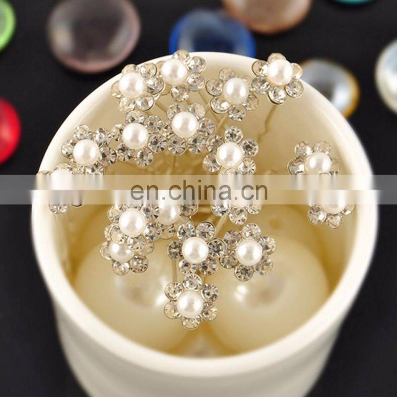 Wedding Bridal Pearl Flower Clear Crystal Rhinestone Hair Pins Clips Bridesmaid Hair wear Jewelry Hair Accessories