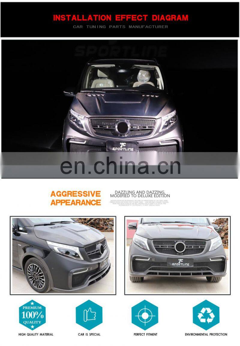 carbon fiber front bumper lip for Mercedes V-Class w447 2015-2019
