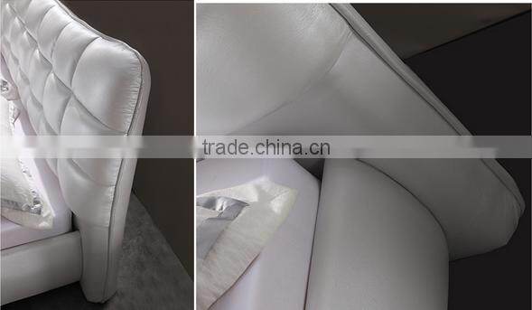 White double size leather modern furniture bed
