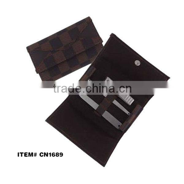 Dark red PU manicure set personal care kit