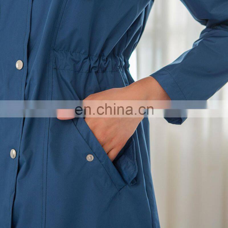 Wholesale Amazon burst casual waterproof waist hoodie female mid-autumn long raincoat ZIP jacket female