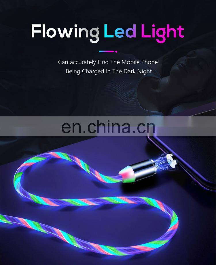 Wholesale Magnetic Fast Charging USB Cable Flowing Light Phone Accessories Data Cables