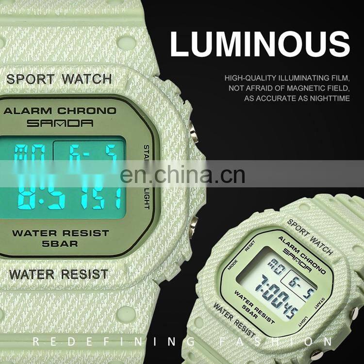 SANDA 293 Wholesale Custom Logo OEM Silicone Band Watches Waterproof Sports Outdoor Digital Ladies Watch