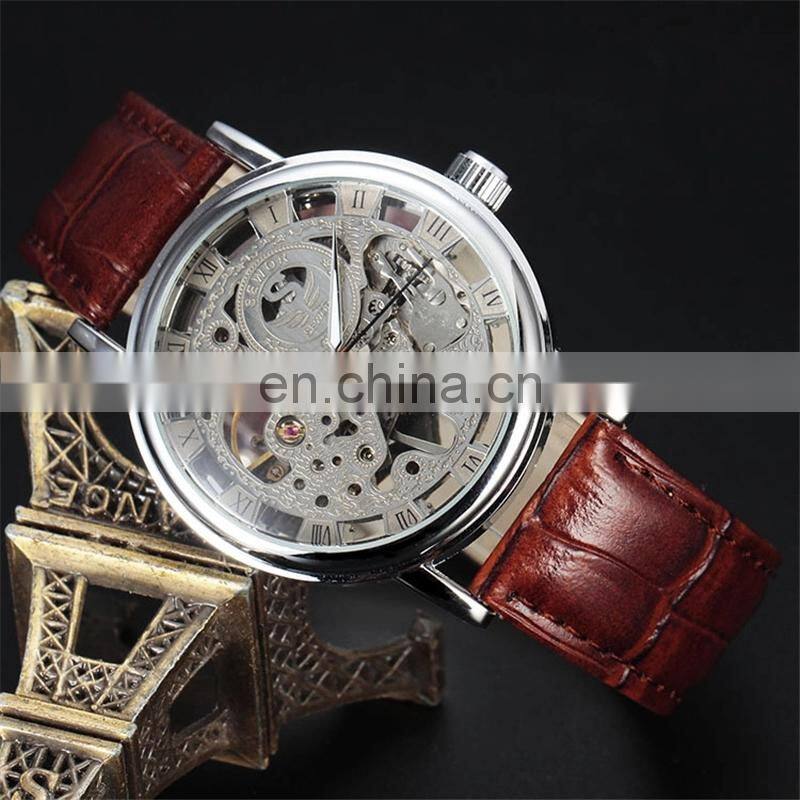 Sewor 605-1 Men Leather Strap Gold Self-winding Watch Understated Luxury Male Mechanical Wristwatch China 2020 Alloy Round SWQ25