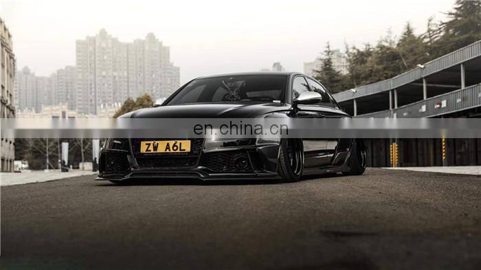 Runde Perfect Fitment For Audi A6 S6 RS6 Upgrade Carbon Fiber Wide Body Kit Front Bumper Lip Wide Wheel Eyebrow Spoiler
