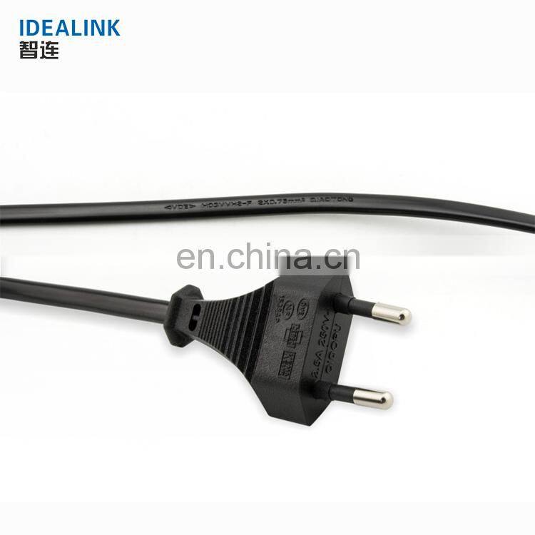 High Quality Custom Length Euro 2 Pin Plug Computer Power Cord Cable