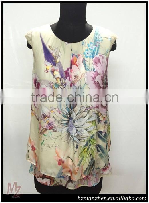 2016 New summer Silk printed ladies sexy vest