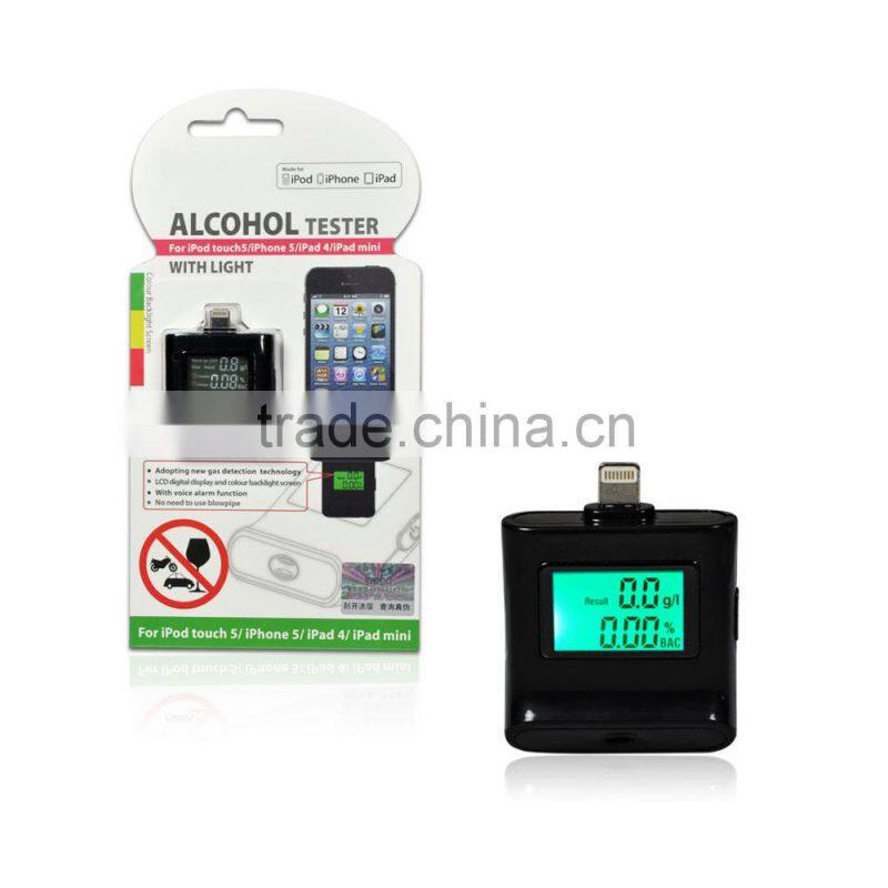 IPEGA for iPhone / iPad Backlight Screen Breath Breathalyzer Alcohol Tester Wholesale