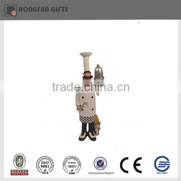Fashion polyresin kitchen black suit chef decoration