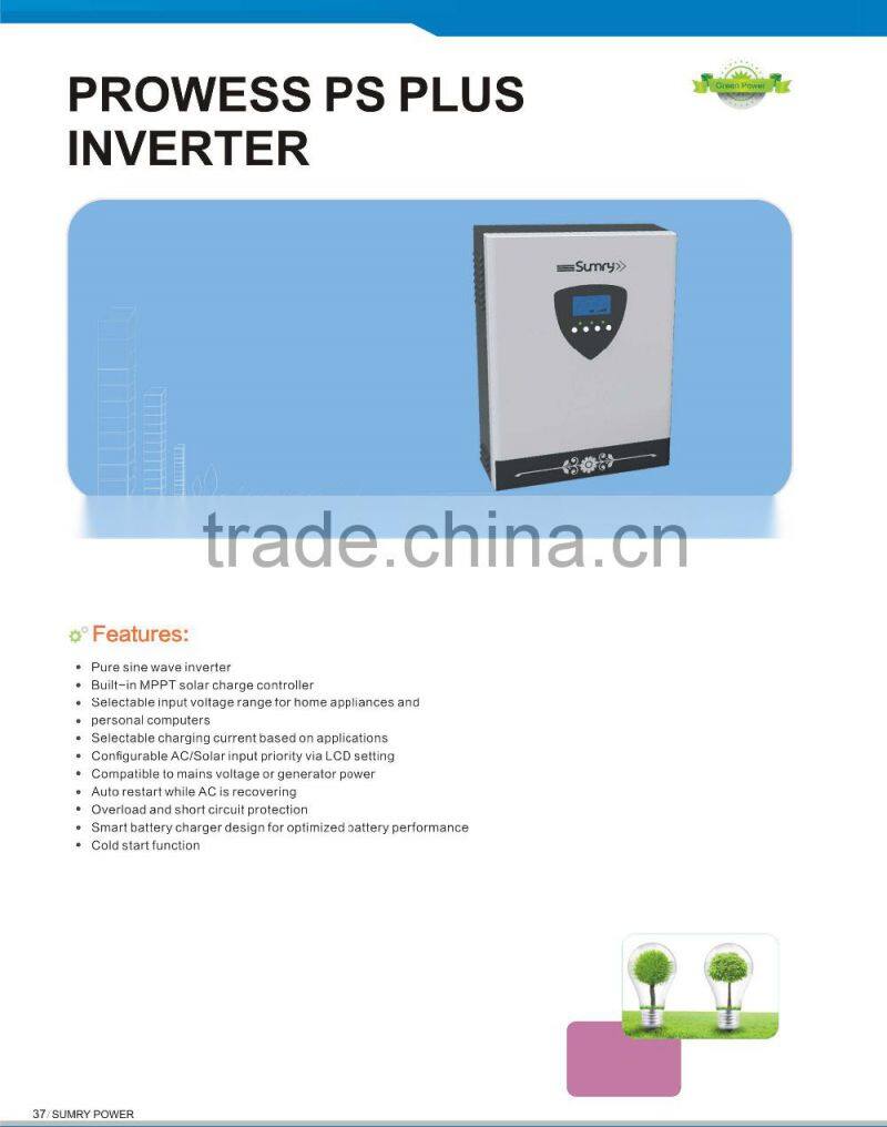 Pure Sine Wave Wide Input Range Inverter 1KVA 2KVA 3KVA 4KVA 5KVA With MPPT Controller Inside