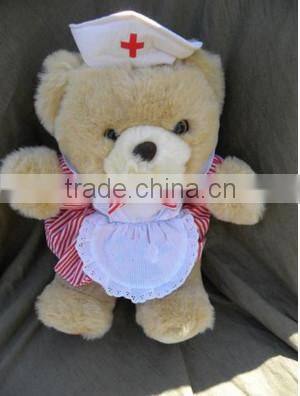 Plush nurse bear toy/handmade stuffed plush toy bear/doctor plush bear toy