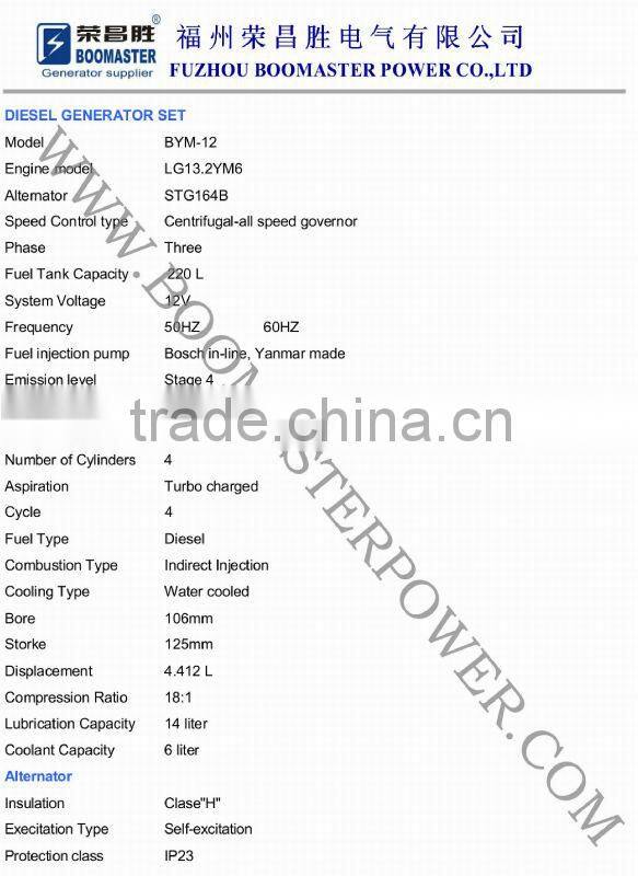 12kva yanmar diesel electric generator lovol diesel engine