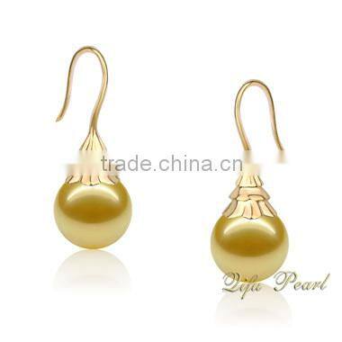 14K Gold Earring Findings with South Sea Pearl