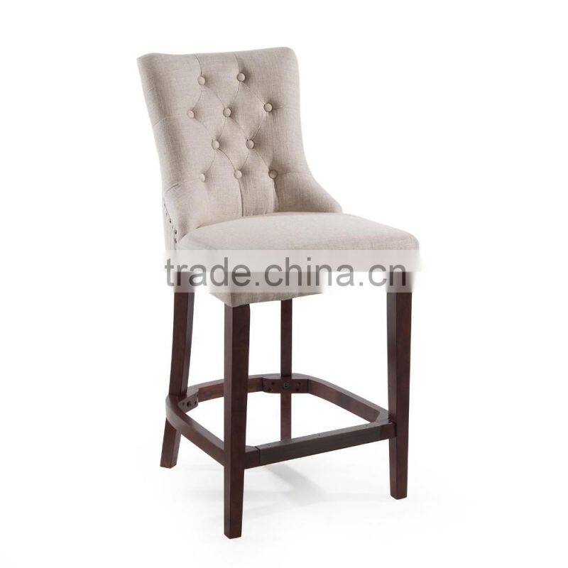 Raymer furniture Living beige linen Tufted high bar Stool