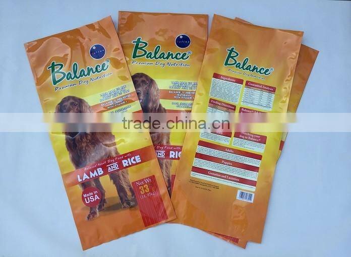 Aluminum Foil Laminated Ziplock Bag for Dog Food Packaging Bag/ Flat Bottom Side Gusset Stand up Pouch for Dog Food Packaging