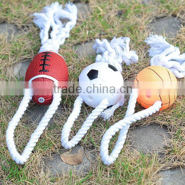 2015 New!Hot Selling Football & Basketball&Rugby With Dog Rope Toy Pet Product