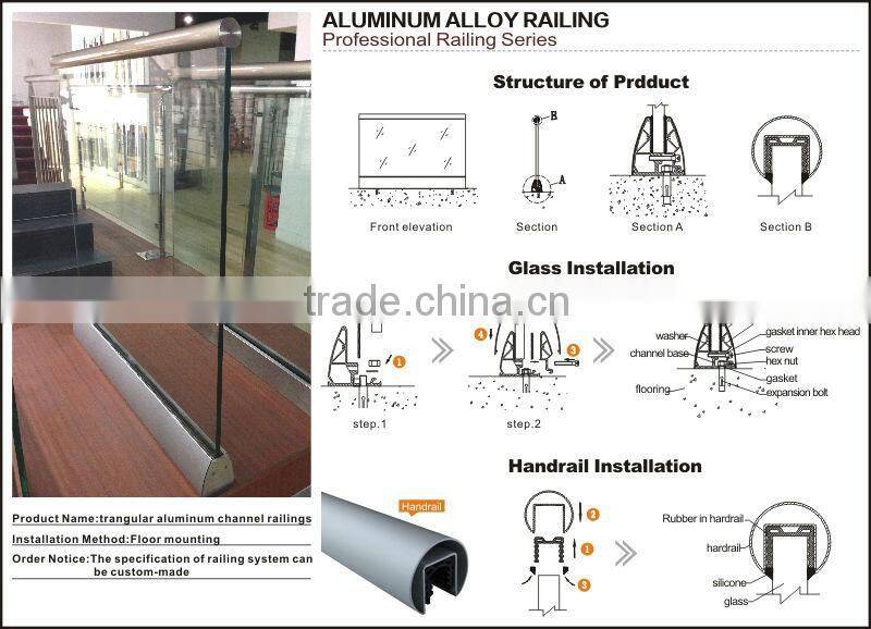 12mm tempered stainless steel glass railing price