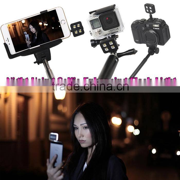 Portable Mini 4 LED External Flash Fill Light Selfie Lamp For iPhone 6