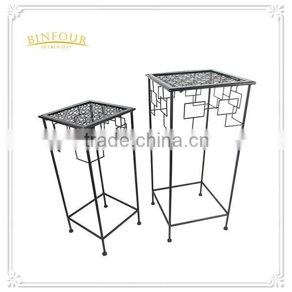 Square modern metal planter stand garden pot set