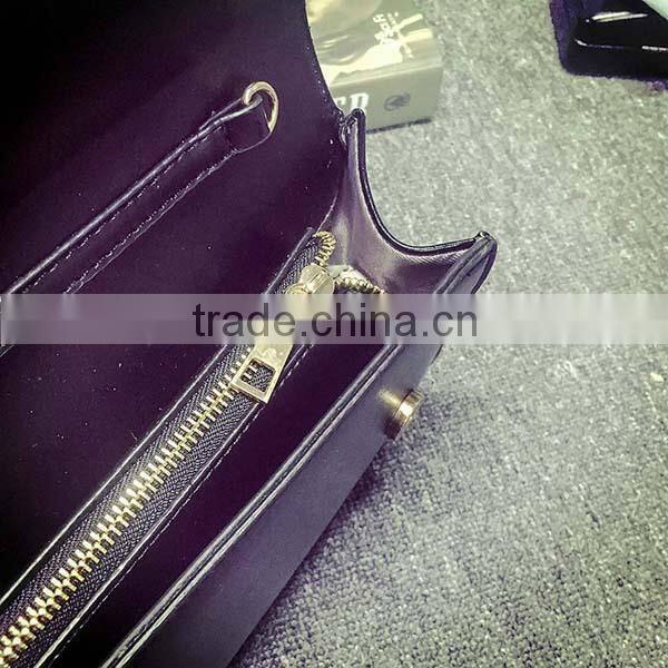Manual solid color girls pu crossbody bag with long strap