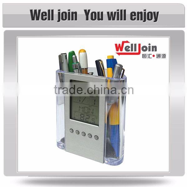 High Quality calendar temperature display and alarm pen holder