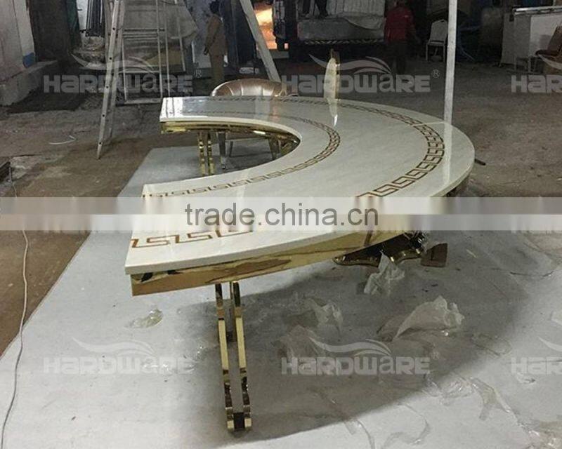 dubai banquet stainless steel half moon mdf top wedding dining table