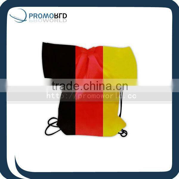 190 drawstring bag with leather corner polyester drawstring bag green color