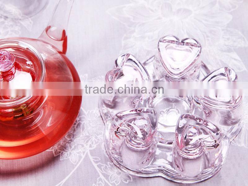 Super heart shape tea warmer special design glass teaware Gongfu teaset