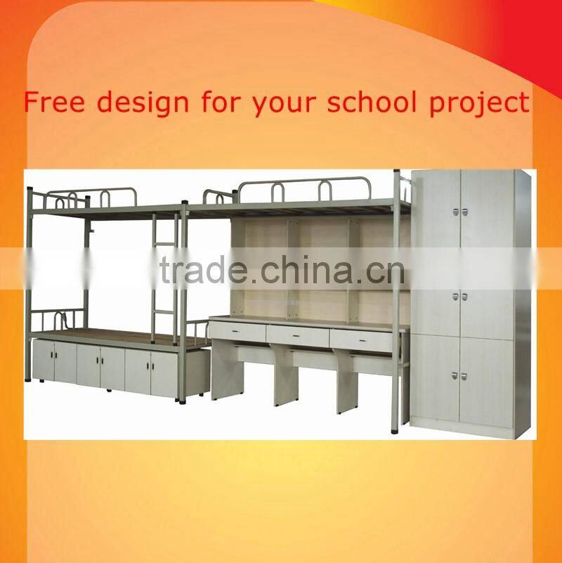 custom school wrought iron bed with computer desk and cabinet