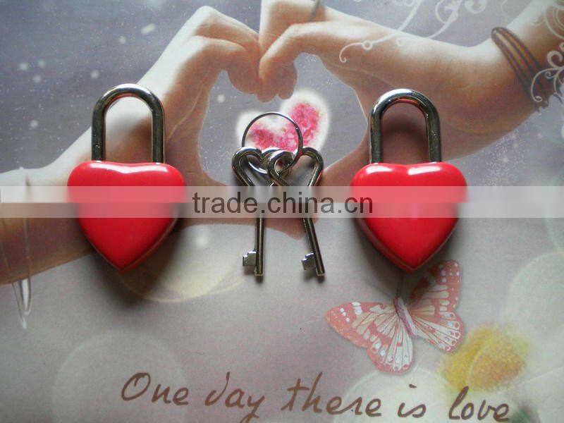 Promotional Silver Mini Heart cheap padlock and heart shape keys